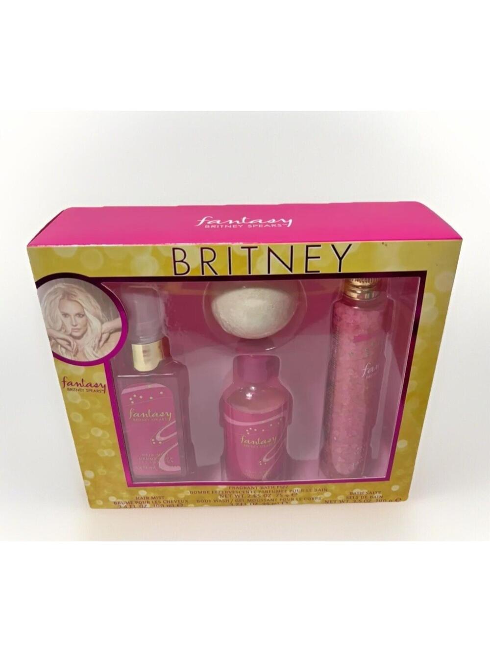 Britney Spears Fantasy Perfume 4pc Women's Self Care Gift Set Lotion, Mist, Wash